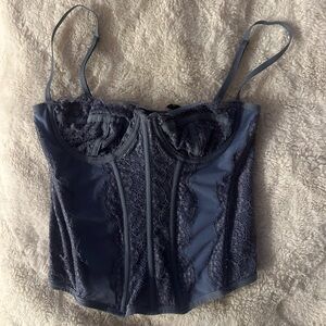 Urban Outfitters Lace Corset Top in Blue